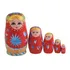 Boneca Matryoshka Russa Vermelha 5 Peças Madeira Cor Vermelho