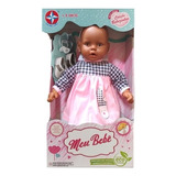 Boneca Meu Bebê Negro - Vestido Xadrez E Rosa - Estrela