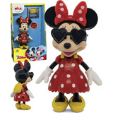 Boneca Minnie Disney 13cm Acessórios Mochila Óculos Brincar