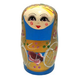 Boneca Russa Matrioska Azul Cobalto 11 0 Cm