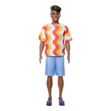 Boneco Barbie Ken Fashionistas 220 Aparelhos Auditivos Corpo Largo Camisa Laranja Shorts Hrh23 Mattel