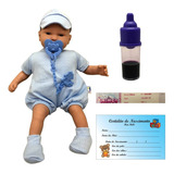 Boneco Bebê Real Menino Recém Nascido Ninos Reborn Pesadinho Azul - Acompanha Acessórios Chupeta Mamadeira Pulseirinha De Maternidade E Certidão De Nascimento - Cotiplás Brinquedos