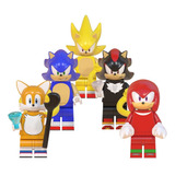 Boneco Blocos De Montar Sonic Kit Com 5 Personagens 