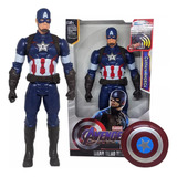 Boneco Capitão América Vingadores Articulado 30 Cm Luz E Som