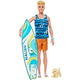 Boneco Ken Barbie Filme Articulado Prancha Surf Cachorrinho E Acessórios Hpt50 Mattel