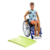 Boneco Ken Fashionistas 196 Cadeira De Rodas Rampa Camiseta Praiana Shorts Laranja Hjt59 Mattel