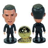 Boneco Miniatura Cristiano Ronaldo Com Bola De Ouro