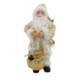 Boneco Papai Noel Decoração Natal Alta Qualidade 32 Cm Cor Dourado