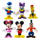 Bonecos 6 Mini Mickey Mouse Pato Donald Disney A4 Minie Plut