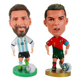 Bonecos Miniaturas Messi E Cristiano Ronaldo Camisas Seleção