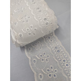 Bordado Inglês Com Passa Fita 7,5cm Larg Cor Branco
