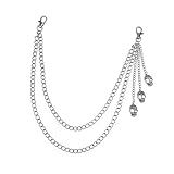 Borola Calça Hip Hop Punk Caveira Corrente Jeans Decoração Metal Corrente Multicamadas Barra Saia Jeans Calça Corrente Com 3 Correntes Laterais De Caveira, Acessório Elegante E Versátil, Double Chain