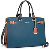 Bostanten Maleta Para Mulheres 15,6 Polegadas Couro Legítimo Laptop Maleta Ombro Bolsa Bolsa Bolsa Sacola, Azul