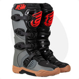 Bota Asw Image Enduro Cinza Vermelha Motocross Trilha