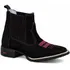 Bota Botina Feminino Texana Bico Quadrado Couro Cano Curto