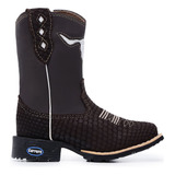 Bota Botina Texana Infantil 100% Couro Legitimo Masculina 