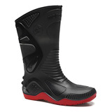 Bota Chuva Preta Sola Vermelha Motociclista Motosafe Bracol