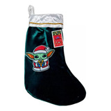 Bota Meia Decorativa Natal Estampa Personagem Baby Yoda   Verde   Decoração Natalina   Disney Star Wars