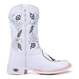 Bota Texana Branca Couro