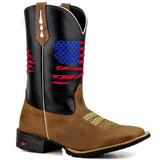 Bota Texana Country Botina Masculina Bico Quadrado.