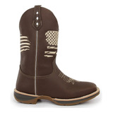 Bota Texana Masculina Couro Legitimo Bordado Sola Jump
