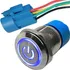 Botão Cor Azul 19mm Inox Led 12v 24v Liga Desliga Com Trava Universal Com Chicote Para Instalação Trava Universal