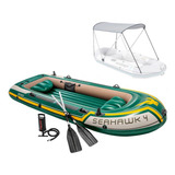 Bote Inflável Seahawk 4 Pessoas Intex Remos Capota Removível