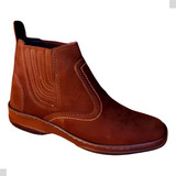 Botina Casual Couro Marron Calça Masculino E Feminino Linda