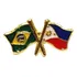 Bótom Pim Broche Bandeira Brasil X Filipinas Folheado A Ouro
