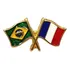 Bótom Pim Broche Bandeira Brasil X França Folheado A Ouro