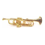 Bótom Pim Broche Trompete Instrumento Musical Folheado Ouro