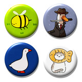 Botton Gedumix Animais Fofos Aesthetic 1 0   4 Peças