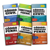Box 6 Livros Lei Seca Constituição, Código Civil, Código Processo Civil, Código Penal, Código Processo Penal E Código Do Consumidor