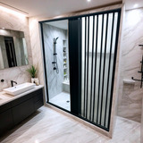 Box Para Banheiro De Pvc 190x185cm Sanfonado Frontal Bcf Wt
