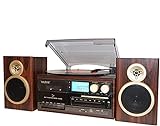 Boytone Bt-28spm, Toca-discos Estilo Clássico Bluetooth Com Rádio Am/fm, Cd/cassette Player, 2 Alto-falantes Estéreo Separados
