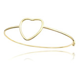 Bracelete Feminino Liso 1,5mm Coração Delicado Ouro Puro 18k