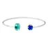 Bracelete Fio Redondo Pedra Verde E Azul Regulável Prata 925