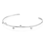 Bracelete Folheado Em Ródio Branco 5 Pontos De Luz Piuka Comprimento 5.5 Cm Cor Prateado Diâmetro 5.5 Cm