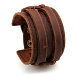 Bracelete Pulseira Couro Marrom
