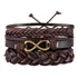 Bracelete Pulseira Masculina De Liga Zinco E Couro Trançado