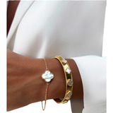 Bracelete Trevo Madreperola Grosso