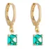 Brinco Argola Banhado Ouro 18k Pedra Quadrada Verde Lindo