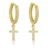 Brinco Argola Com Cruz Cravejada Masculino Banhado A Ouro18k