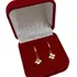 Brinco Argola Com Pingente Trevo Ouro 18k-750 Cor Dourado