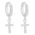 Brinco Argola De Prata 925 Com Cruz E Pedras Cravadas