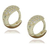 Brinco Argola Zircônia Folheada Ouro 18k 1x0,5 Unissex Linda