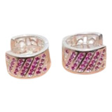 Brinco Argola Zirconias Rosa