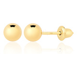 Brinco Bola Ouro 18k Bolinha 4mm Bebê Criança 2º Furo 750