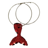 Brinco Carnaval Argola Com Rabo De Peixe Paete Vermelho