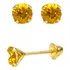 Brinco Citrino Natural 4mm Ouro 18k Tarraxa Rosca Infantil